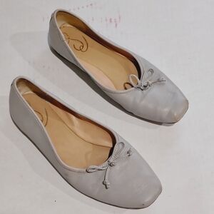 Sam Edelman Light Gray Square Toe Ballet Flats with Bow Size 9.5